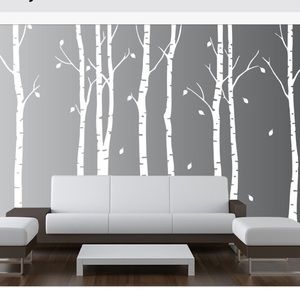 Vinyl wall stickers white birch trees